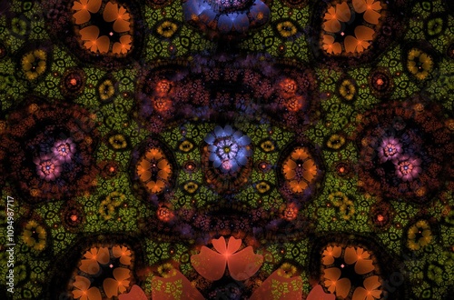 Abstract fractal image on the black background