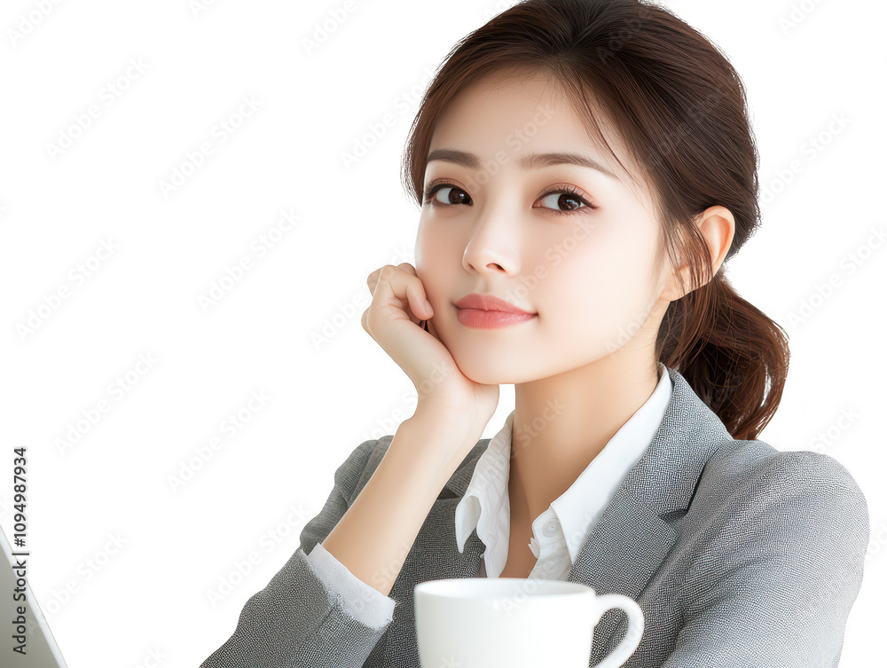 Woman focused on remote work, utilizing laptop for productivity at comfortable table setup Woman focused on remote work, utilizing laptop for productivity at comfortable table setup