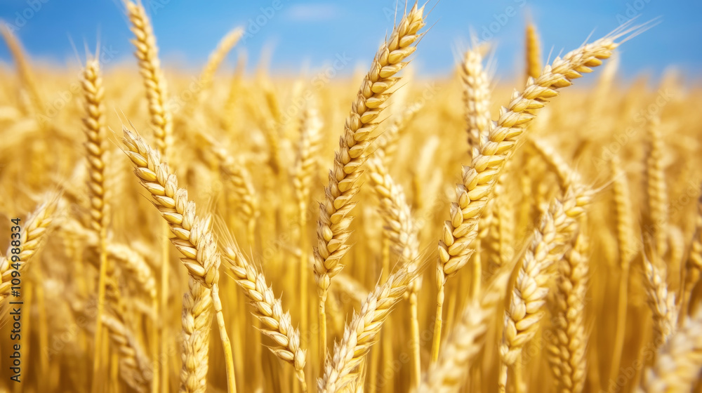 Golden rye field swaying gently under a clear blue sky during the warm summer months in the countryside Golden rye field swaying gently under a clear blue sky during the warm summer months in the countryside