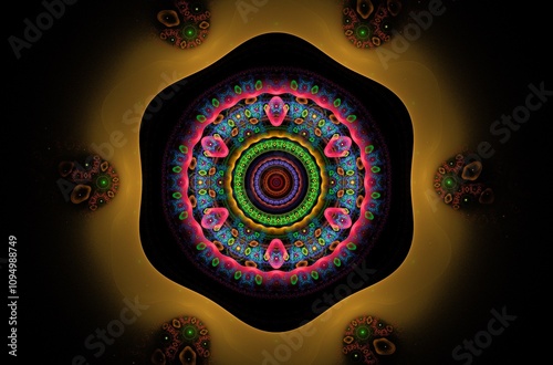Abstract fractal image on the black background