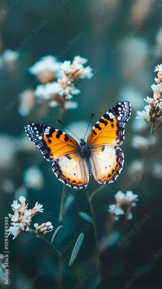 Obraz premium beautiful group of butterfly summer background with flower