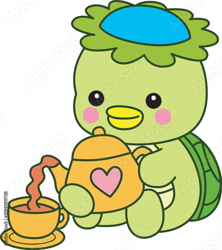 Kawaii japanese mythology Kappa sticker cute.
Cute kappa mascot ghost japanese.