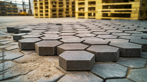 High-Quality Basal tine Pavers  Pentagonal Shape, 30 x 60 cm, on Pallets in Workshop