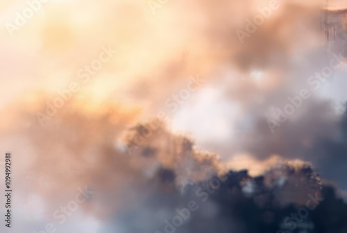 A blurred fluid image of earth scattering rendered in a soft wat