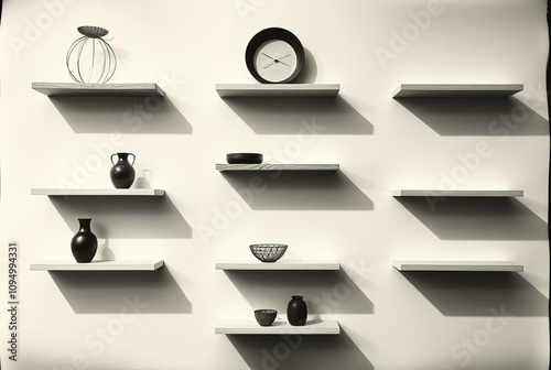 Photogram Shelves Floating shelves depicted in photogram style f photo