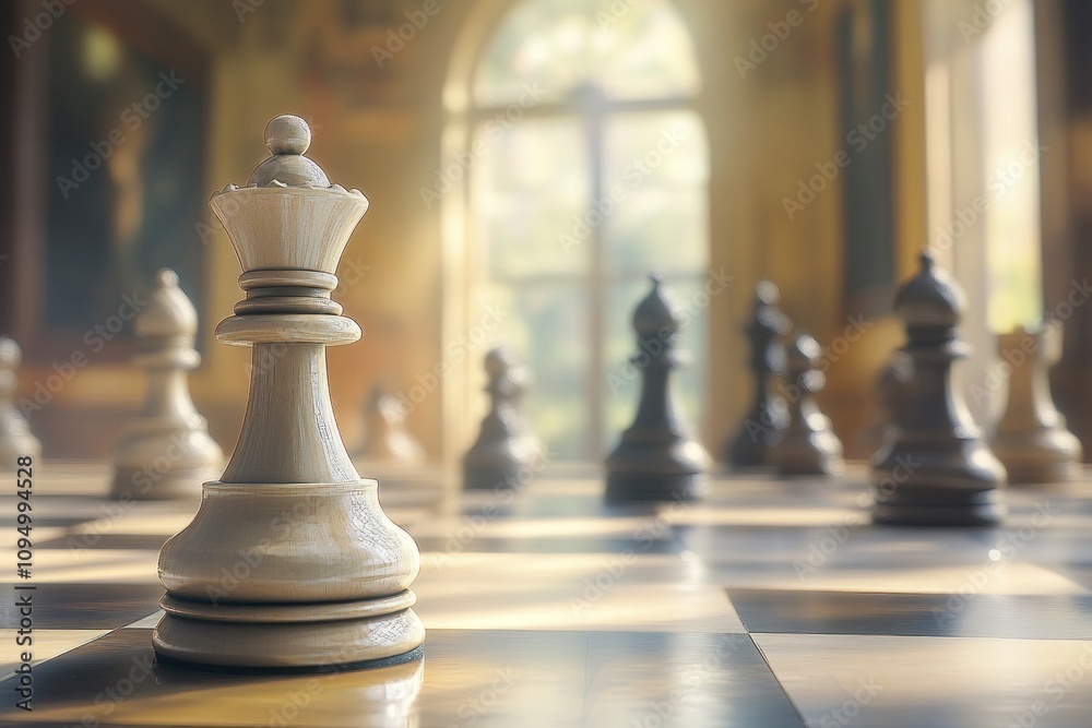 Intense Chess Game in Elegant Room Setting Intense Chess Game in Elegant Room Setting