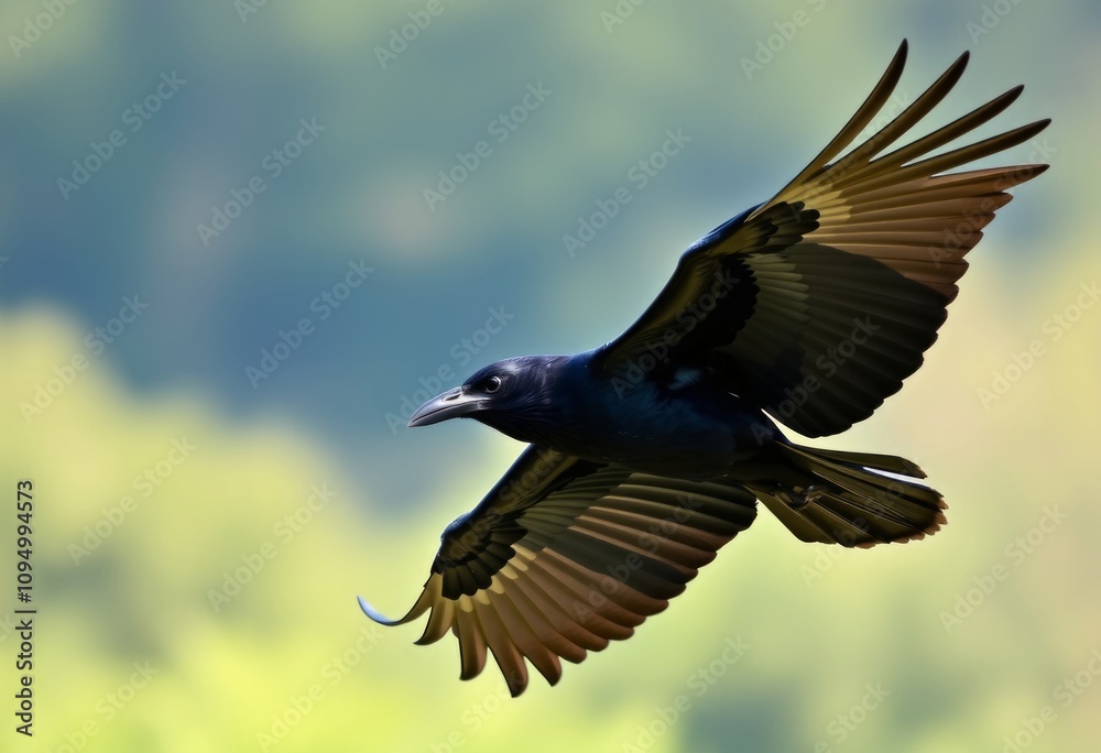 Naklejka premium Corax A bold crow like flying machine with a dark glossy body an