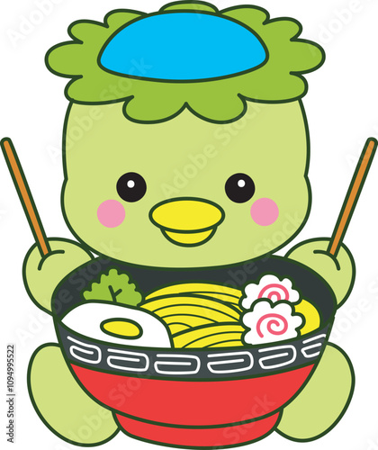 Kawaii japanese mythology Kappa sticker cute.
Cute kappa mascot ghost japanese.