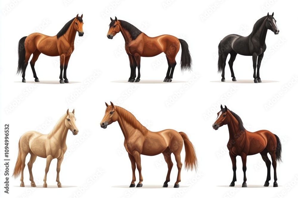 Fototapeta premium Equestrian Elegance Detailed s of Horses in Various Poses