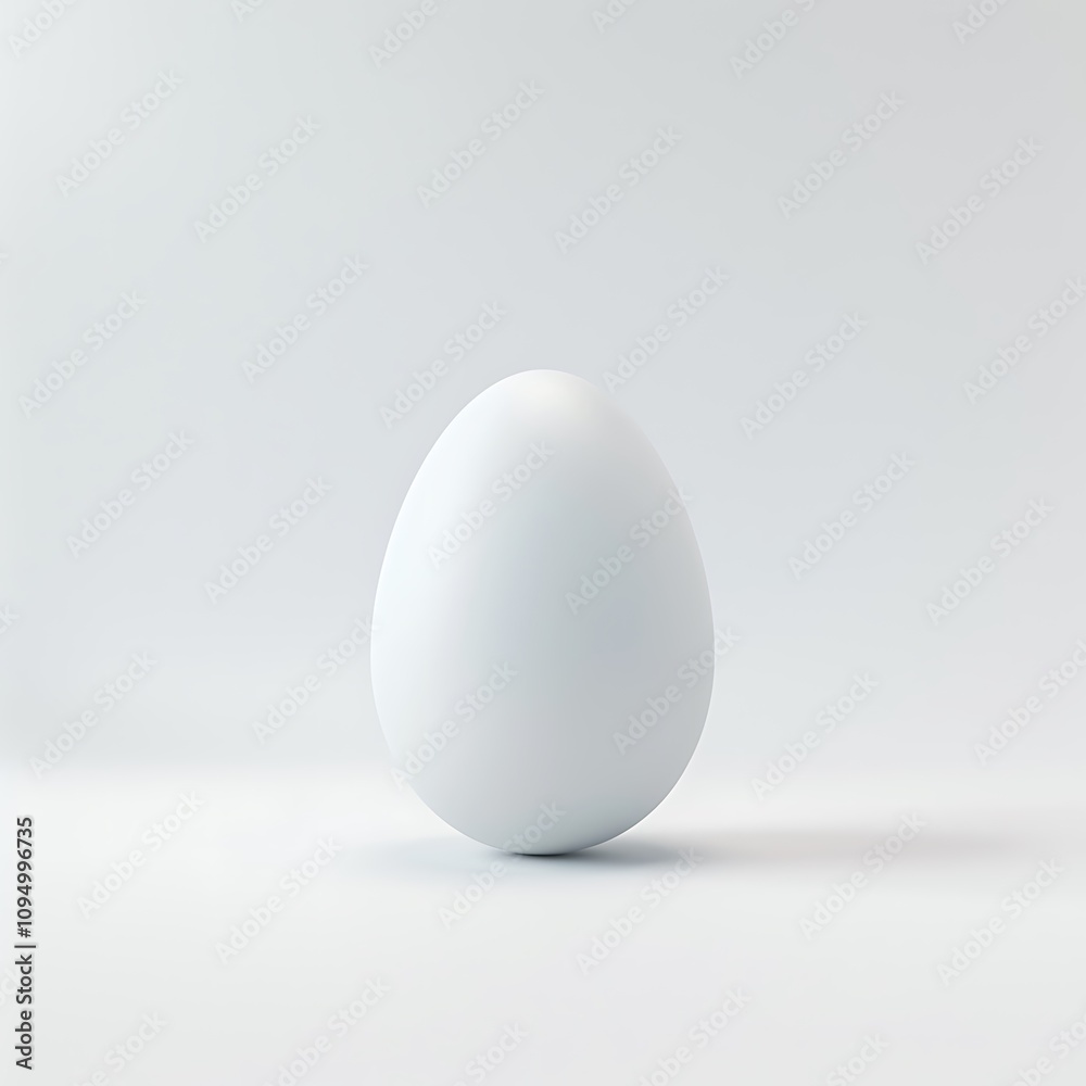 Smooth and Glossy White Egg on a Minimalist Light Background Smooth and Glossy White Egg on a Minimalist Light Background