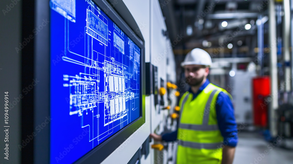 worker using industrial automation program worker using industrial automation program
