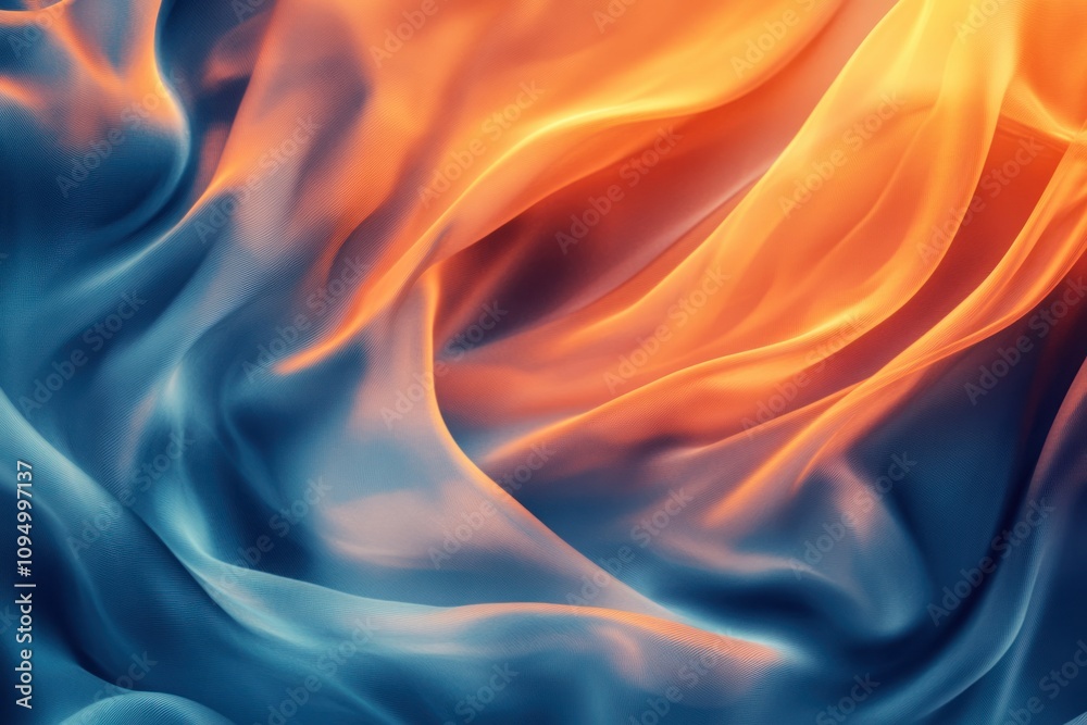Obraz premium Abstract Fabric Flow in Orange and Blue Tones