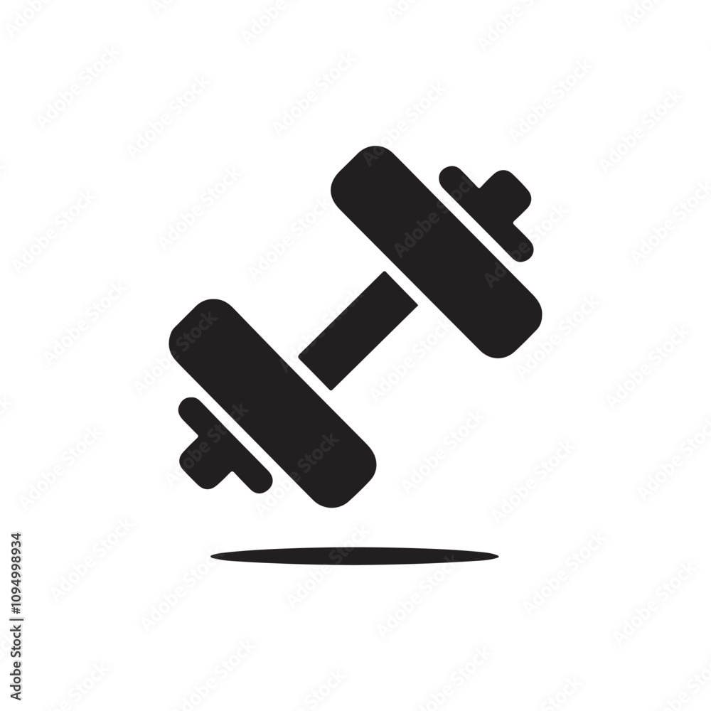 Monochrome Dumbbell Silhouette Vector for Digital Designs Monochrome Dumbbell Silhouette Vector for Digital Designs