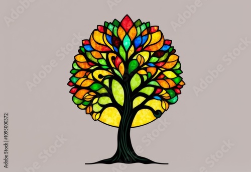 Art Deco Tree with Stained Glass EffectStained glass effect is u