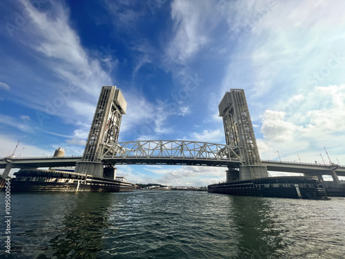 fore river bridge in quincy ma taken by boat