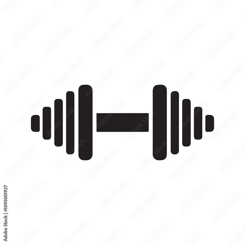 Flat Design Dumbbell Silhouette for Fitness Branding Flat Design Dumbbell Silhouette for Fitness Branding