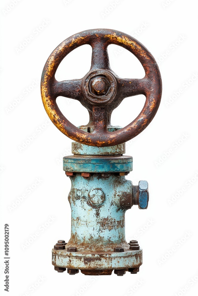 Rusty industrial valve with large wheel. Rusty industrial valve with large wheel.