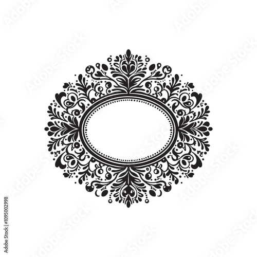 round frame with floral ornament for text and décor isolated vector on white background