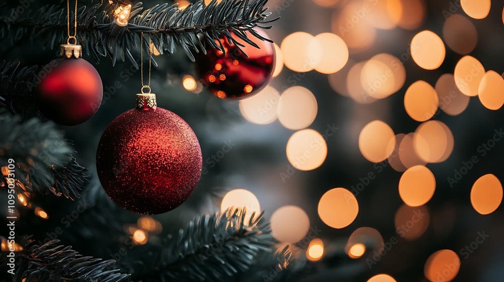 Festive Christmas Elements: Pine Branches, Ornaments, Gifts, Candles, and Snowy Landscapes Festive Christmas Elements: Pine Branches, Ornaments, Gifts, Candles, and Snowy Landscapes