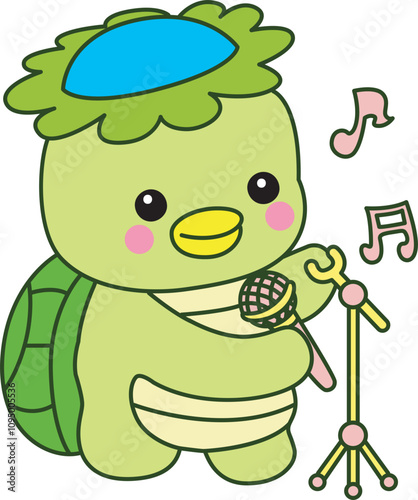 Kawaii japanese mythology Kappa sticker cute.
Cute kappa mascot ghost japanese.