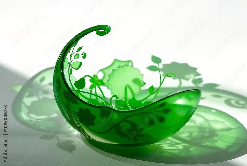 Emerald Shadow GardenA glass sculpture with a vibrant green them Emerald Shadow GardenA glass sculpture with a vibrant green them