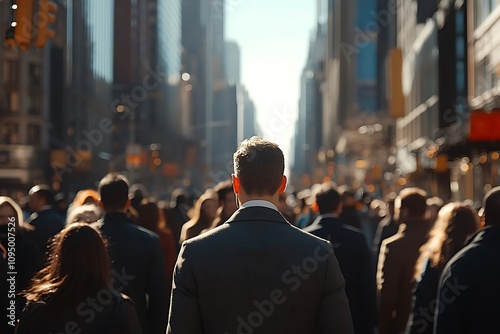 Anonymous Businessman in Modern City Crowd