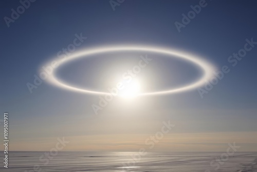 Parhelic circle A white horizontal ring that encircles the sky a photo