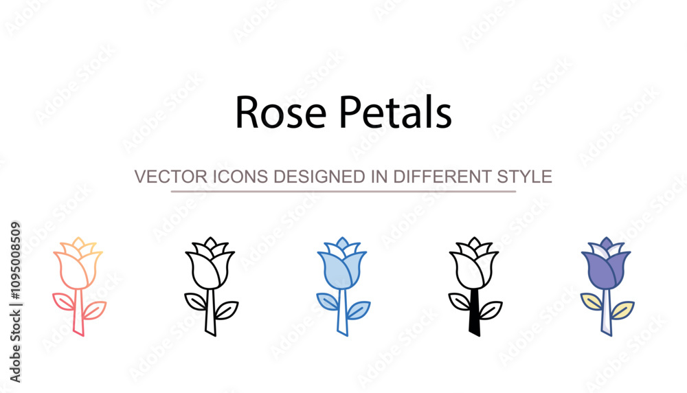 Rose Petals icon design with white background stock illustration