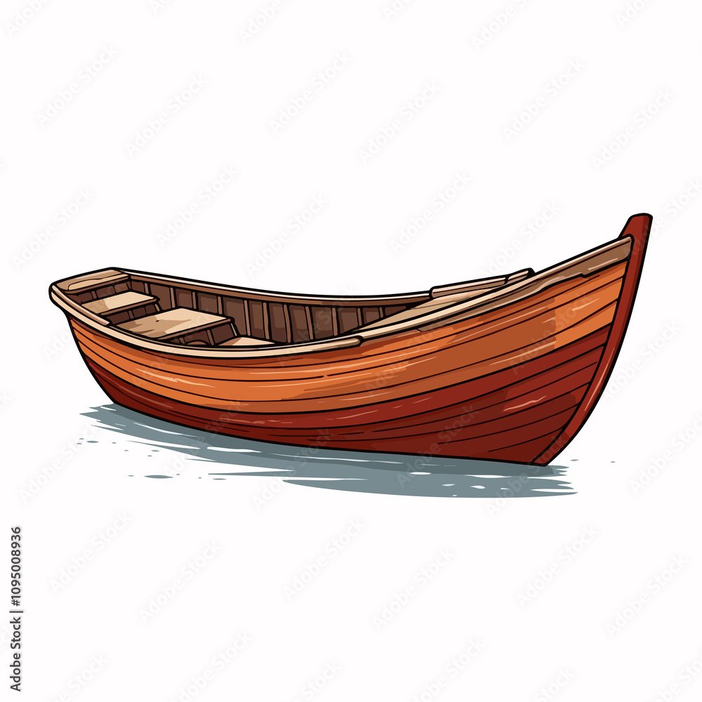 Cartoon Wooden Boat Illustration Vector Stock Image
