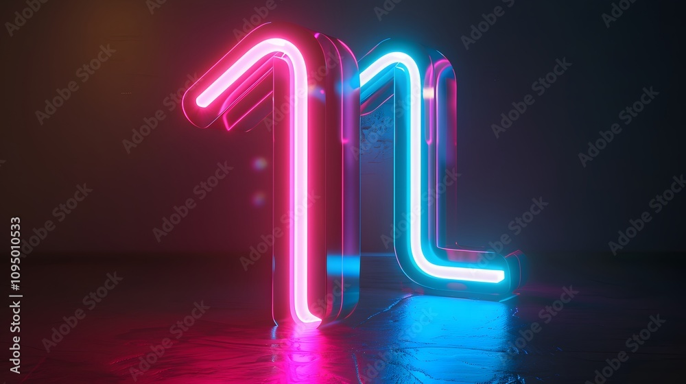 Neon number 11 on a dark background with pink and blue glow. Neon number 11 on a dark background with pink and blue glow.