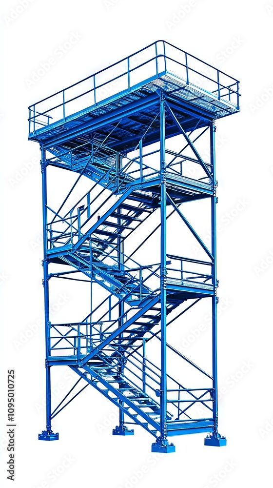 Blue Metal Platform with Stairs - Industrial Scaffolding Blue Metal Platform with Stairs - Industrial Scaffolding