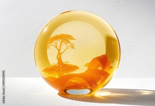 Citrine Shadow OasisA glass sculpture with a citrine theme featu photo