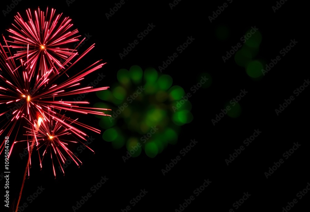 Fototapeta premium Vibrant fireworks exploding in the night sky.