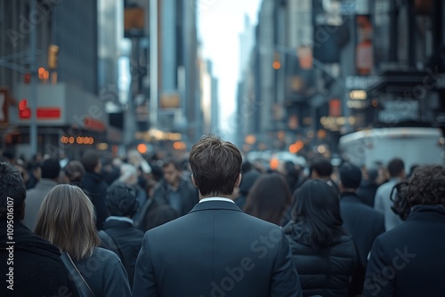 Wallpaper Mural Anonymous Male Commuter in Grey Suit, Sunlit Urban Street Torontodigital.ca