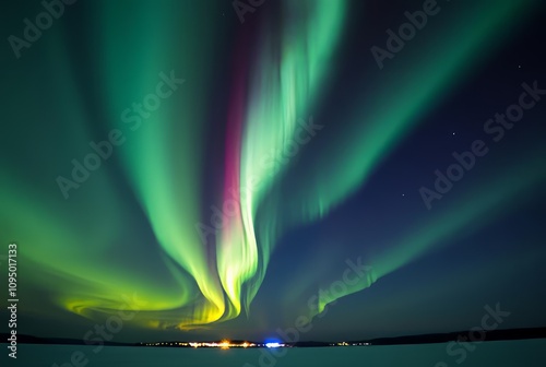 Aurora Borealis An aurora borealis scene with colorful lights sh photo