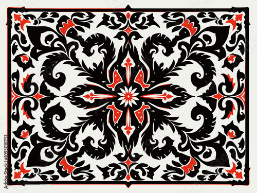  black white and red colour scheme Volyn traditional pattern or ornament