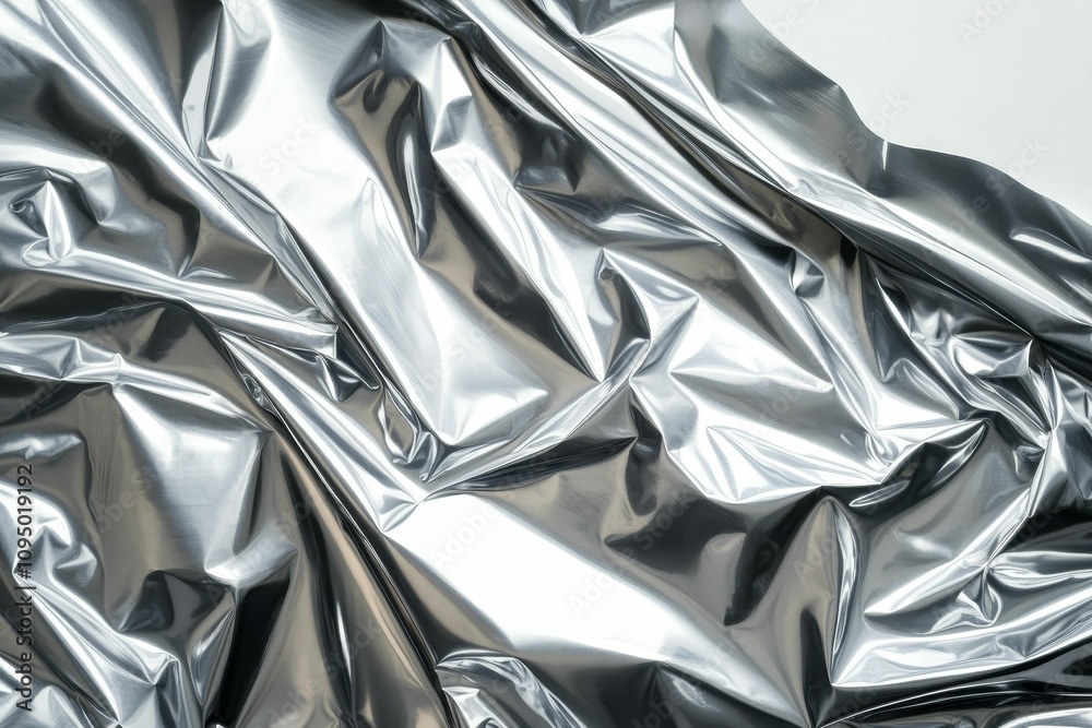 Shiny, crumpled silver fabric texture. Shiny, crumpled silver fabric texture.