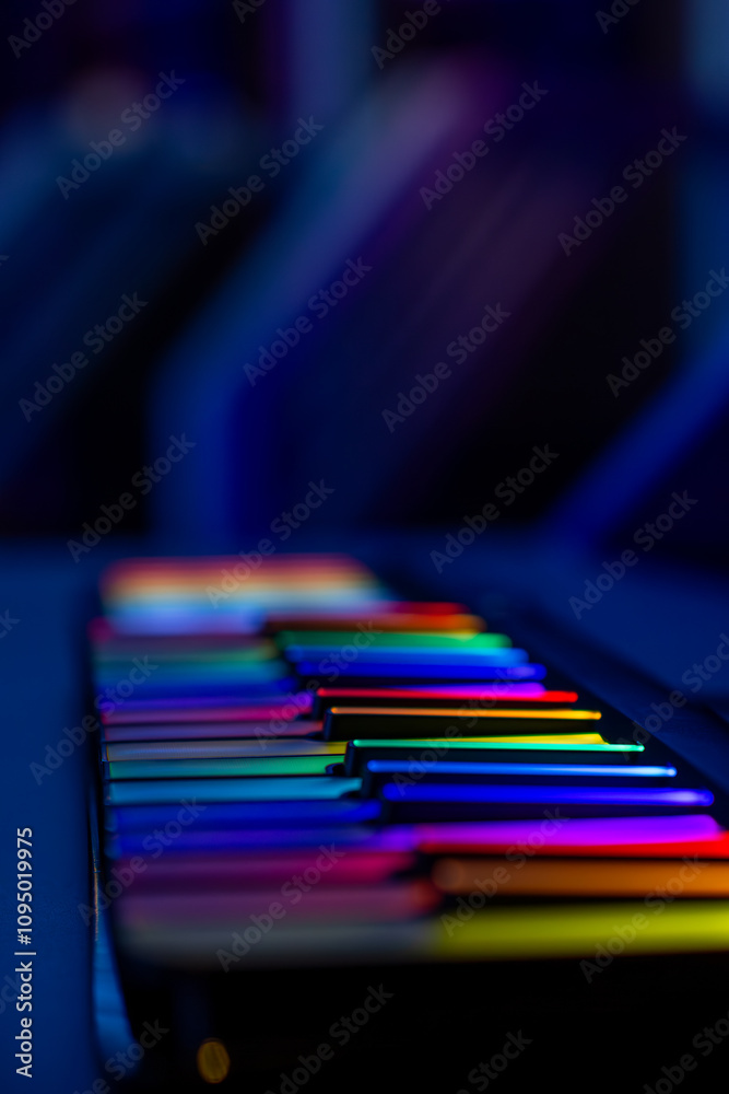 a keyboard with many colored keys that say rainbows. a keyboard with many colored keys that say rainbows.