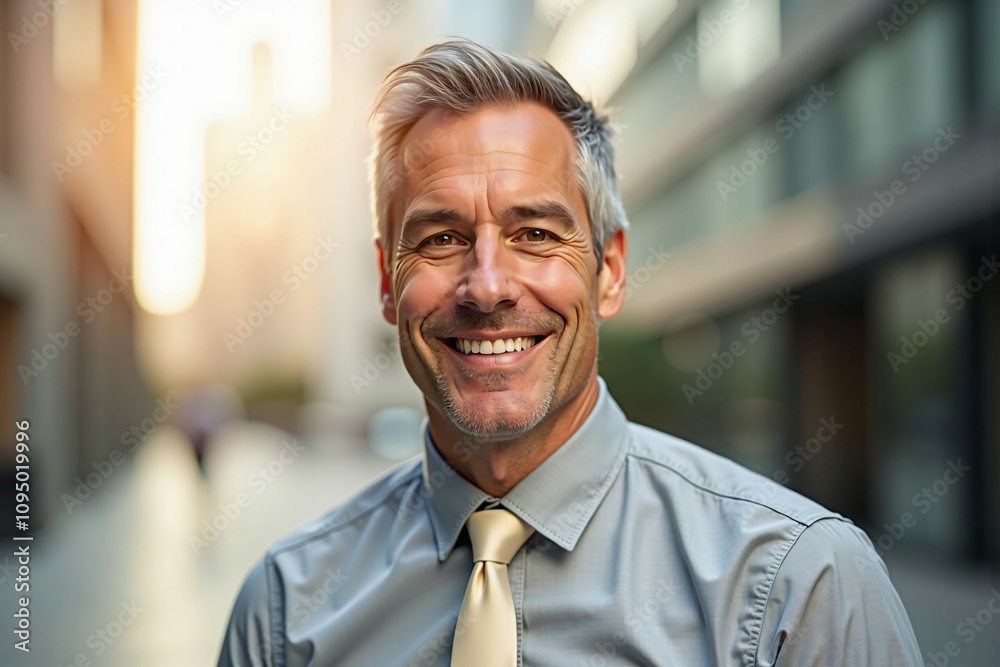 Optimistic and Mature Executive Leader Smiling with Confidence in the City Optimistic and Mature Executive Leader Smiling with Confidence in the City