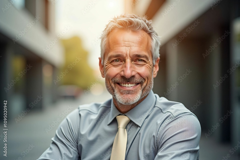Accomplished Mature Business Professional Smiling Confidently in a Corporate Environment Accomplished Mature Business Professional Smiling Confidently in a Corporate Environment