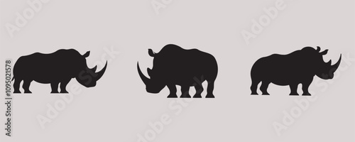 rinoceros silhouette bundle vector illustration