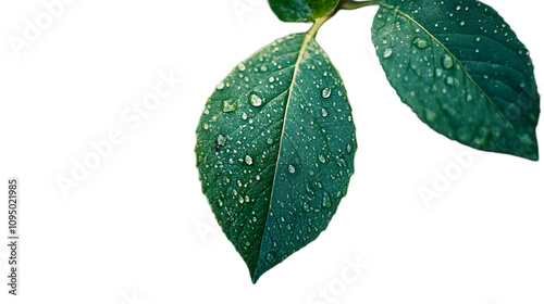 Wallpaper Mural Green Leaf with Water Droplets - Photo Torontodigital.ca