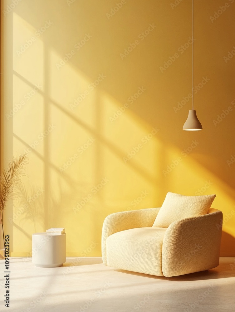 Modern Minimalist Living Room Yellow Chair Design