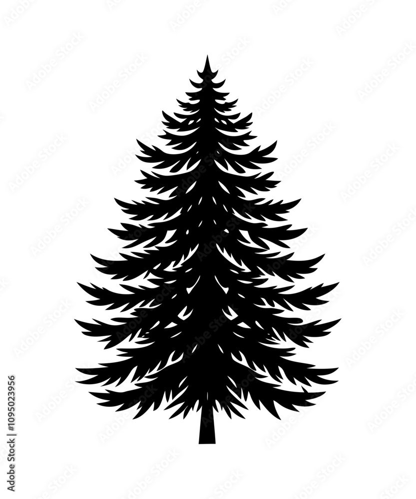 Pine Tree silhouette. Black silhouette of sine tree on white background. illustration Vector Pine Tree silhouette. Black silhouette of sine tree on white background. illustration Vector