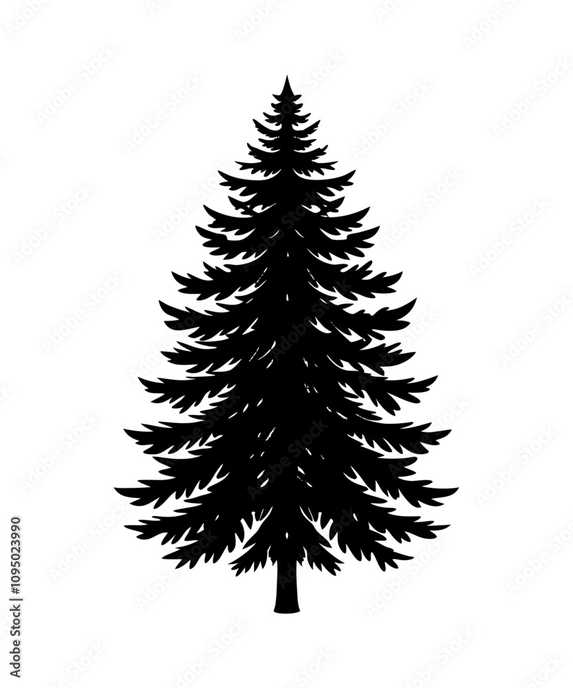 Pine Tree silhouette. Black silhouette of sine tree on white background. illustration Vector Pine Tree silhouette. Black silhouette of sine tree on white background. illustration Vector