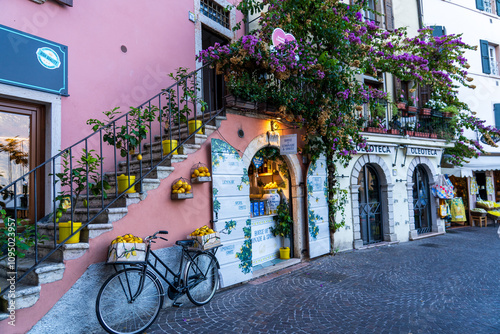 Limone Sul Garda, Italy - November 7, 2024: Landscape View of Lake Garda and mountains.