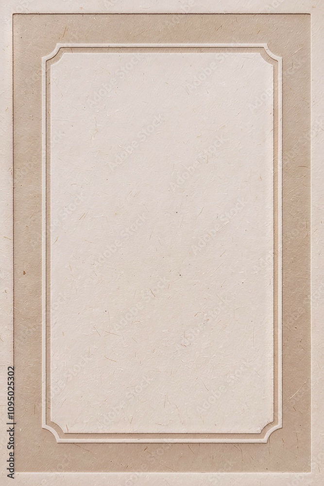 Fototapeta premium Beige frame paper texture. Elegant, minimalist beige paper with a subtle frame. Perfect for invitations, cards, or adding a vintage touch to your designs. Subtlety and simplicity.