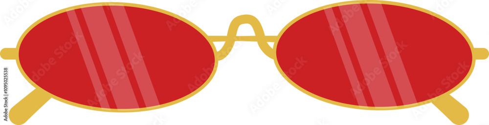 Trendy oval red sunglasses with gold shackles Trendy oval red sunglasses with gold shackles