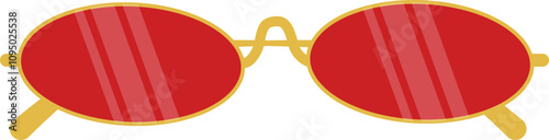 Trendy oval red sunglasses with gold shackles