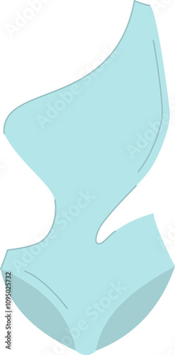 Fashionable light blue asymmetrical solid swimsuit or bodysuit